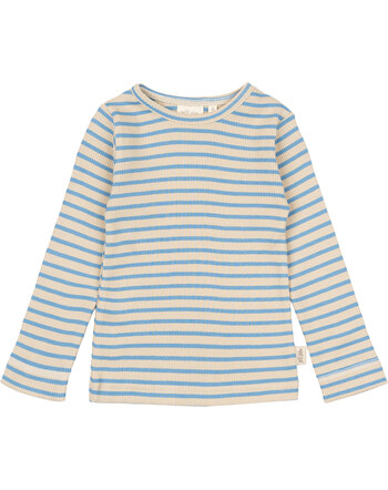 Petit Piao Langarmshirt in Rippoptik aus Modal/Baumwolle - Allure Blue/Dark Off White