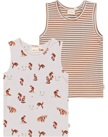 Petit Piao Unterhemd/Tanktop im 2er-Set aus Bio-Baumwolle - Gray Morn Fox
