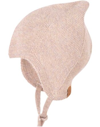 Pure Pure by Bauer Baby-Mütze mit Bindebändchen aus Merinowolle & Kaschmir - Oat