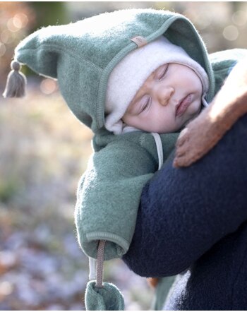 Pure Pure by Bauer Baby-Overall mit Knopfleiste aus Merinowolle & Baumwolle - Salbei