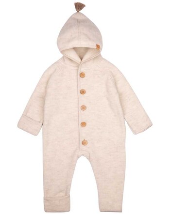 Pure Pure by Bauer Baby-Overall mit Knopfleiste aus Merinowolle & Baumwolle - Woll-Weiss