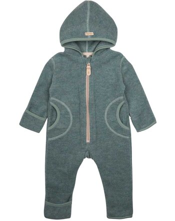 Pure Pure by Bauer Baby-Overall mit Reißverschluss aus Merinowolle & Baumwolle - Salbei