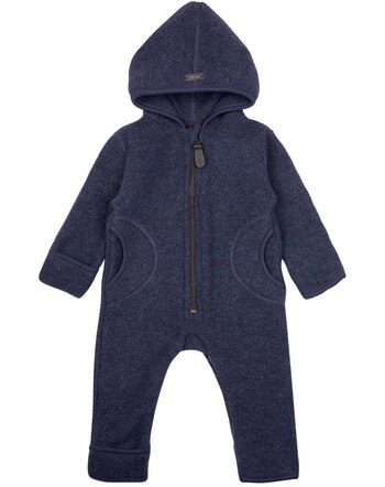 Pure Pure by Bauer Baby-Overall mit Reißverschluss aus Merinowolle & Baumwolle - Marine