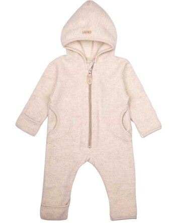 Pure Pure by Bauer Baby-Overall mit Reißverschluss aus Merinowolle & Baumwolle - Woll-Weiss