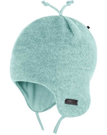Pure Pure by Bauer Fleecemütze zum Binden aus Bio-Merinowolle & Bio-Baumwolle - Jade