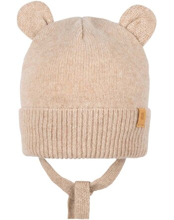Pure Pure by Bauer Bindemütze mit Öhrchen aus Merinowolle und Kaschmir  - Oat