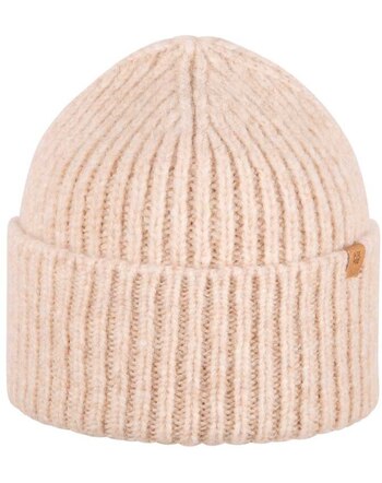 Pure Pure by Bauer Damen-Rippmütze aus Baby-Alpaka, Merinowolle & Baumwolle - Oat