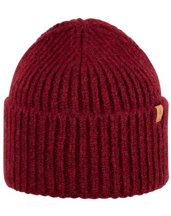 Pure Pure by Bauer Damen Rippmütze aus Baby-Alpaka, Merinowolle & Baumwolle - Burgundy