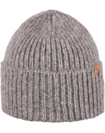 Pure Pure by Bauer Damen-Rippmütze aus Baby-Alpaka, Merinowolle & Baumwolle - Grau-Melange