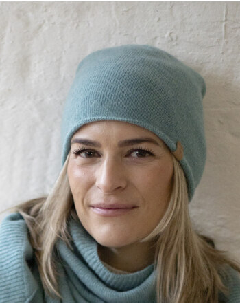 Pure Pure by Bauer Damen-Strickmütze/Beanie mit Rollrand aus Merinowolle & Cashmere - Jade 🌿