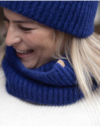 Pure Pure by Bauer Damen-Loop/Schlauchschal aus Baby-Alpaka, Merinowolle und Baumwolle - Saphir-Blue