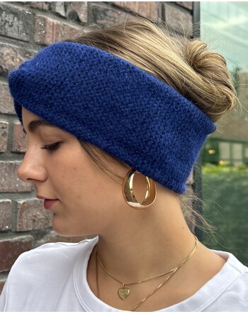 Pure Pure by Bauer Damen-Stirnband aus Baby-Alpaka, Merinowolle und Baumwolle - Saphir-Blue