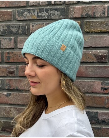 Pure Pure by Bauer Damen-Strickmütze aus Merinowolle & Cashmere - Jade