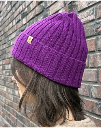 Pure Pure by Bauer Damen-Strickmütze aus Merinowolle & Cashmere - Purple-Wine 🍇🌿