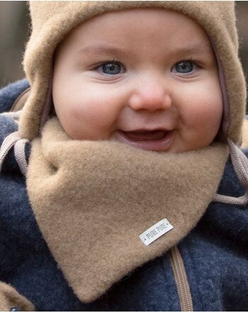 Pure Pure by Bauer Fleece-Dreieckstuch aus Bio-Merinowolle - Ermine/Beige