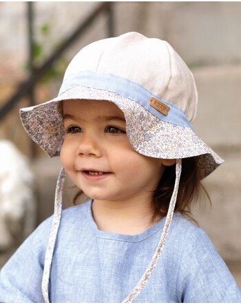 Pure Pure by Bauer Sonnenhut zum Binden aus Bio-Baumwolle - Rosa/Beige