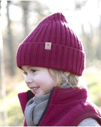 Pure Pure by Bauer Strickmütze aus Merinowolle & Kaschmir - Himbeere