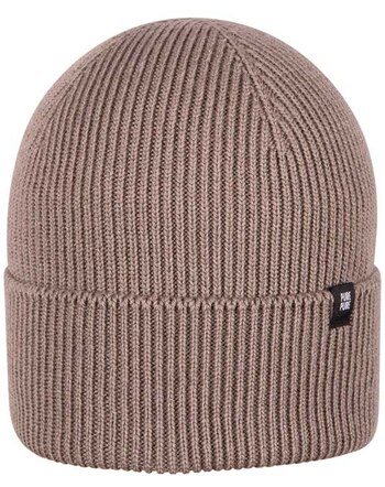 Pure Pure by Bauer Strickmütze 'Silky' aus Wolle, Seide & Baumwolle - Stein-Grau