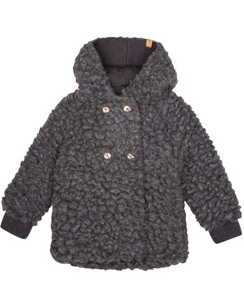 Pure Pure by Bauer Teddy-Jacke mit Knopf-Verschluss aus Schurwolle & Baumwolle - Schiefer-Grau