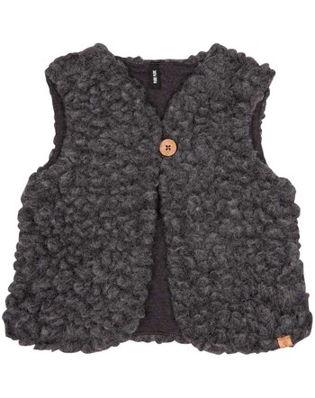 Pure Pure by Bauer Teddy-Weste aus Bio-Schurwolle & Baumwolle - Schiefer-Grau