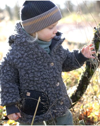 Pure Pure by Bauer Teddyplüsch-Jacke aus Schurwolle - Schiefer-Grau