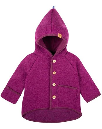 Pure Pure by Bauer Walk-Kapuzenjacke aus Bio-Schurwolle & Bio-Baumwolle - Purple-Wine 🍇🌿
