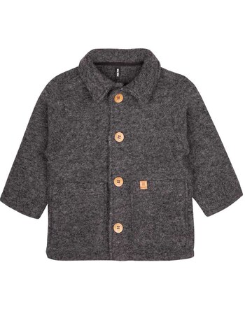 Pure Pure by Bauer Walk-Kragenjacke aus Bio-Schur- & Bio-Baumwolle - Grau-Melange