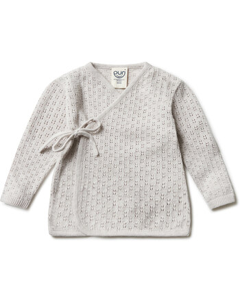 Puri Organic Ajour-Wickeljacke/Kimono aus Bio-Baumwolle/Seide - Beigemelange