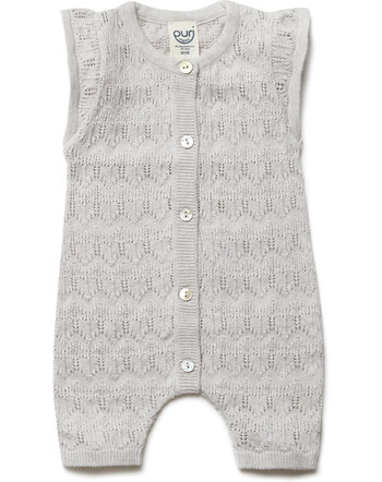 Puri Organic Ajourstrick-Kurzoverall aus Bio-Baumwolle/Seide - Beigemelange