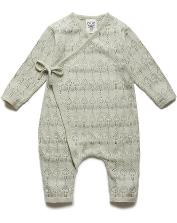 Puri Organic Ajourstrick-Wickeloverall aus Bio-Baumwolle/Seide - Tea Green