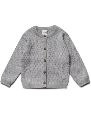 Puri Organic Baby-Strickjacke aus 100 % Merinowolle - Steingraumelange
