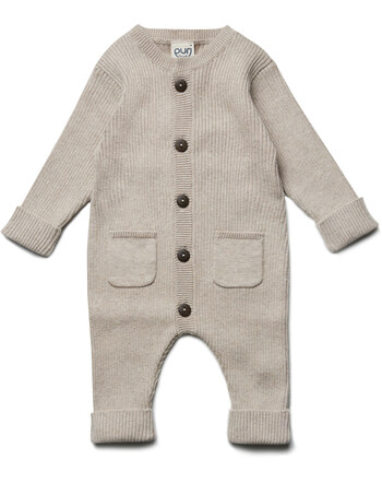 Puri Organic Baby-Strickoverall aus Bio-Baumwolle/Schurwolle - Oyster Grey