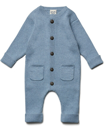 Puri Organic Baby-Strickoverall aus Bio-Baumwolle/Schurwolle - Rauchblau