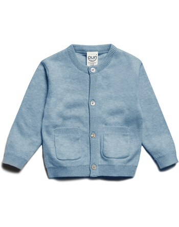 Puri Organic Cardigan Doppelstrick aus Bio-Baumwolle/Seide - Dusty Blue