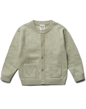 Puri Organic Cardigan im Doppelstrick aus Bio-Baumwolle/Seide - Pistazie