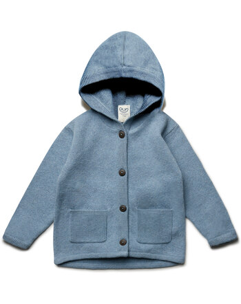 Puri Organic Hoodie mit Taschen aus Bio-Baumwolle/Schurwolle - Rauchblau