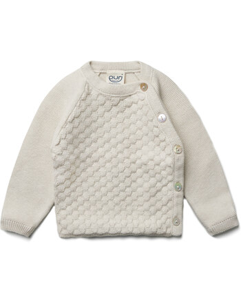 Puri Organic Kimono-/Pullover im Ajourstrick aus Bio-Baumwolle/Seide - Ecru