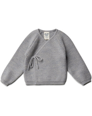 Puri Organic Kimono/Wickeljacke aus 100 % Merinowolle - Steingraumelange