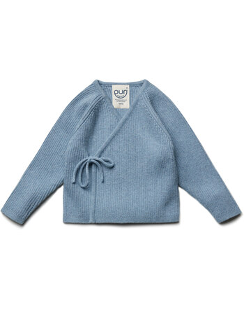 Puri Organic Kimono/Wickeljacke aus Bio-Baumwolle/Schurwolle - Rauchblau