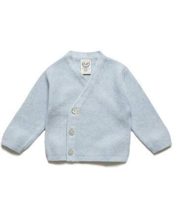 Puri Organic Krausstrick-Wickeljacke/Kimono aus Bio-Baumwolle/Seide - Hellblau