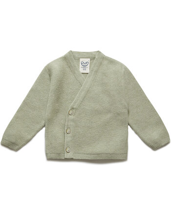 Puri Organic Krausstrick-Wickeljacke/Kimono aus Bio-Baumwolle/Seide - Pistazie