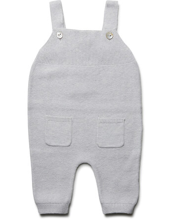 Puri Organic Latzhose in Krausstrick aus Bio-Baumwolle/Seide - Silbergrau