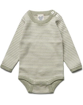 Puri Organic Strick-/Langarmbody aus Bio-Baumwolle/Seide - Pistazie/Ecru
