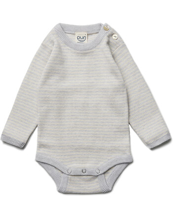 Puri Organic Strick-/Langarmbody aus Bio-Baumwolle/Seide - Silbergrau/Ecru
