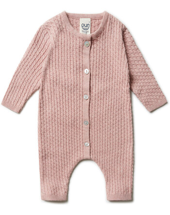 Puri Organic Strick-Overall mit Muster aus Bio-Baumwolle/Seide - Misty Rose