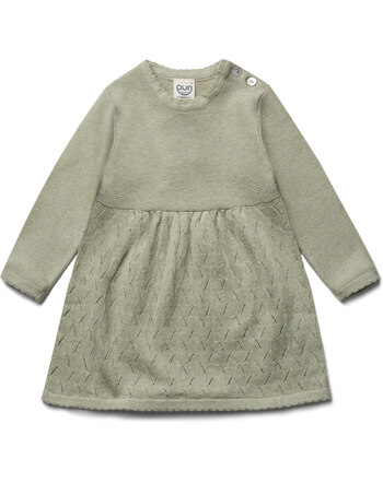 Puri Organic Strickkleid im Ajour-Design aus Bio-Baumwolle/Seide - Pistazie