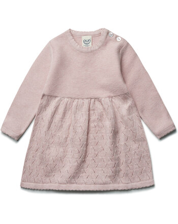 Puri Organic Strickkleid im Ajour-Design aus Bio-Baumwolle/Seide - Rose
