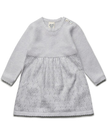 Puri Organic Strickkleid im Ajour-Design aus Bio-Baumwolle/Seide - Silbergrau