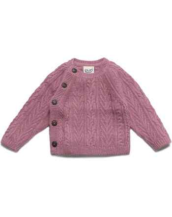 Puri Organic Baby-Strickpullover/Kimono im Aranstrick aus Bio-Baumwolle/Schurwolle - Granatapfel 💗🌿