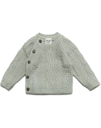Puri Organic Baby-Strickpullover/Kimono im Aranstrick aus Bio-Baumwolle/Schurwolle - Thymian 💚🌿